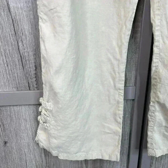 Citron Santa Monica Pants Small Cropped Ivory Cream Silk Cotton Sz S - Picture 3 of 9